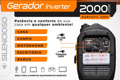 Gerador a gasolina inverter 2000I-2 60hz 220v Csm 71000085