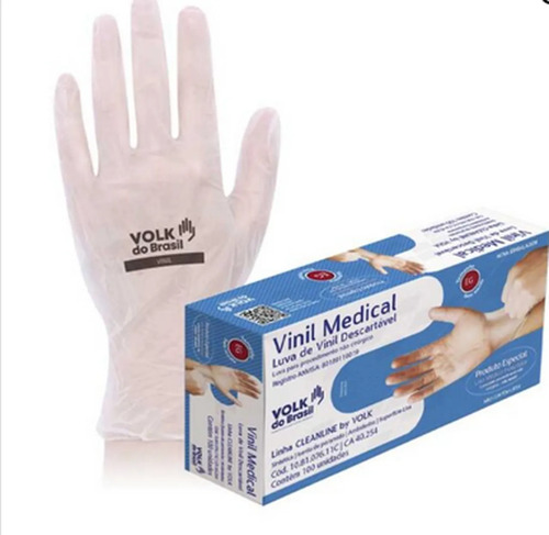 Luva de vinil sem amido descartável vinil medical CA 40254 Volk 108107611