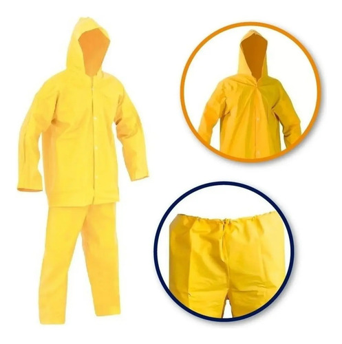 Conjunto jaqueta e calça pvc forrado amarelo Plastcor CA 36551 / 36549