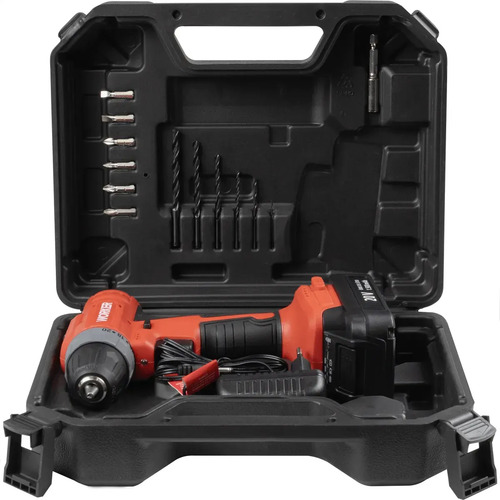 Parafusadeira 20v 1 bateria 13 peças  brushless 363269 Worker