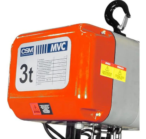Talha elétrica de corrente mvc sem trole 3 toneladas 6 metros 220v Csm 75001502