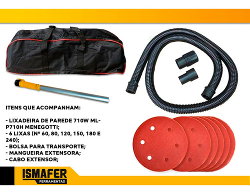 Lixadeira de Parede e Teto MLP710H C/Motor Monofasico 220V 60HZ 710W Menegotti 40860710