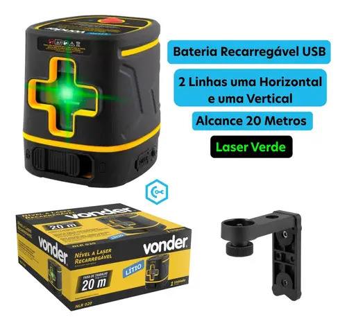 Nivel laser 20m recarregavel nlr020 vonder