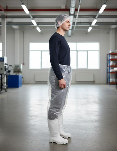Calça de polietileno transparente descartável com elástico CA 30355 Prevemax