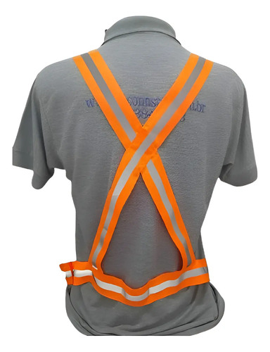 Colete em X laranja com refletivo Plastcor
