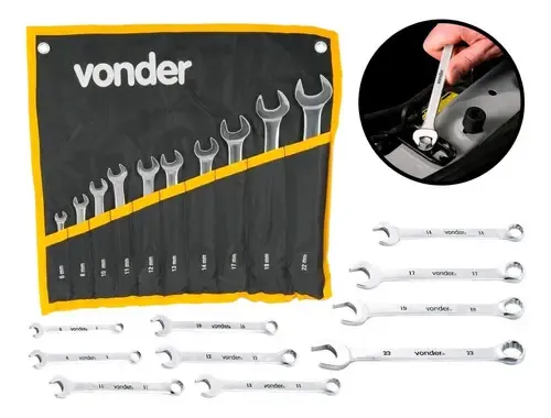 Chave combinada jogo com 10 peças 6 a 22mm crv cromada Vonder 3735062200
