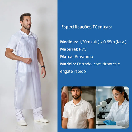 Avental vinil 020 incolor 1,20X0,65cm tiras soldada com engate Ref. 110 CA 28444 Brascamp