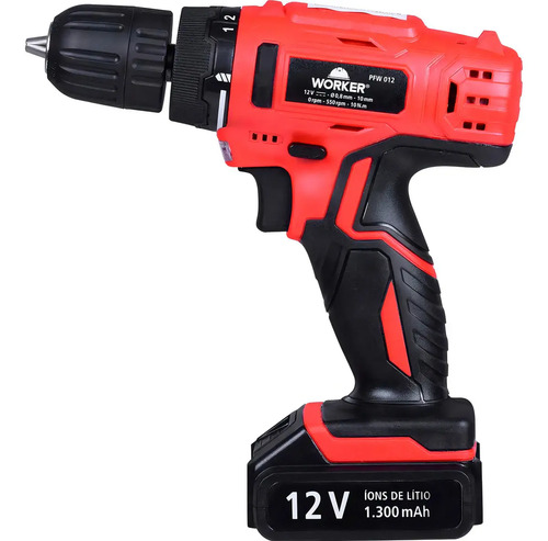 Parafusadeira 12v impacto 2 baterias 17 peças 005699 Worker