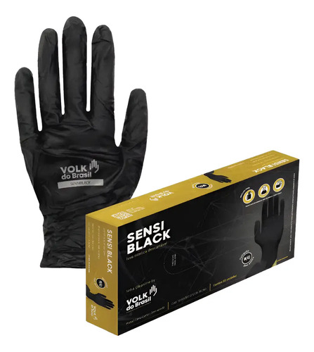 Luva nitrilica sensi black CA 38260 Volk 106000107