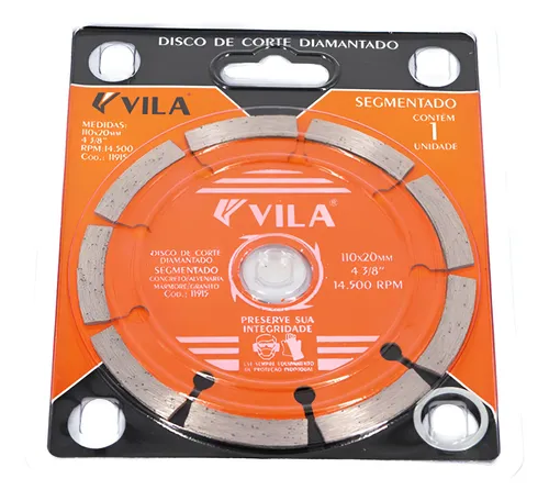 Disco de corte diamantado segmentado 110mm Vila 11915