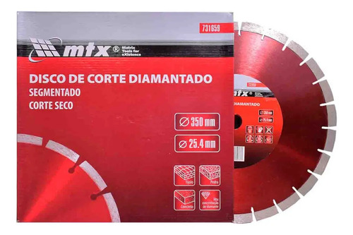Disco de corte segmentado 350X25,4mm Mtx 731659
