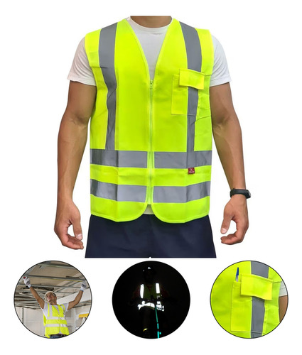 Colete de segurança sinalização refletivo amarelo Plastcor 600.01171