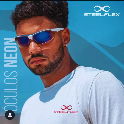 Óculos neon azul espelhado AR/AE/UV Steelflex CA 40906 STF-VS201740