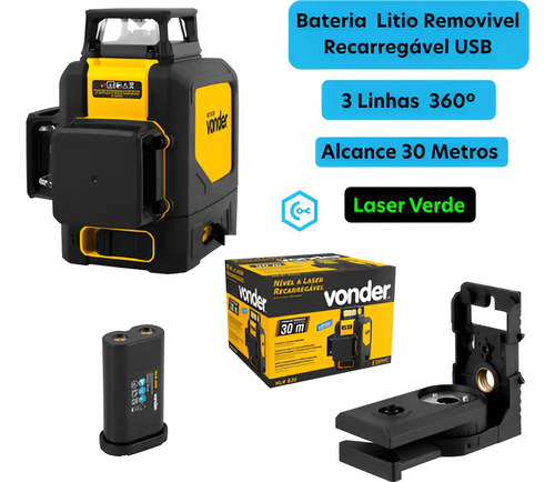 Nível laser 30 metros 360 gramas recarregável NLR030 Vonder 3820300300