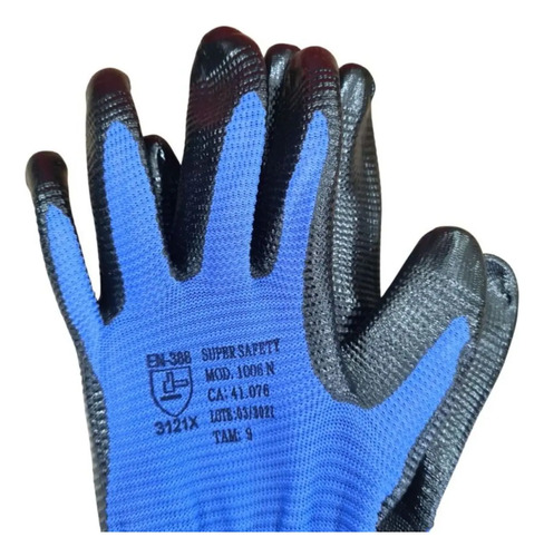 Luva de segurança banho nitrílico 1006N CA 41076 Super Safety