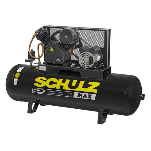 Compressor de Ar Estacionário Pistão CMSV15MAX 200 I Motor Monofásico Aber Gai 3CV 220V 2P60Hz Schulz 92179940
