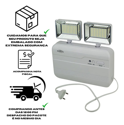 Luminária de emergência led  2 faróis 18w Branco