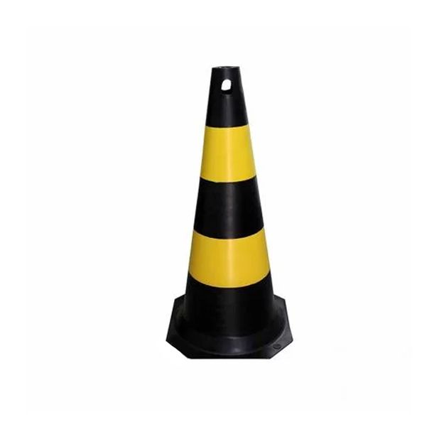 Cone de sinalização preto e amarelo 75cm Fit Plastcor 700.00505