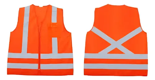 Colete de segurança sinalização refletivo laranja Plastcor
