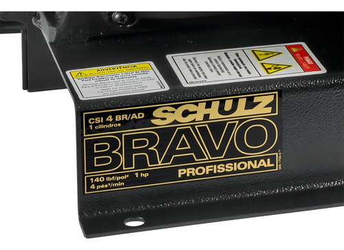 Compressor de Ar Estacionário Pistão CSI4BRAVO Ad C Motor Monofásico Aberto Industrial 1CV 220V 2P60Hz Schulz 92176690