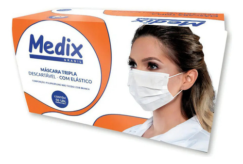 Mascara tripla com elástico branca pacote com 50 unidades Medix
