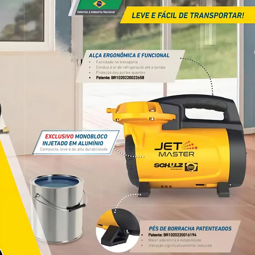 Motocompressor Ar Portátil Diafr MS5,3JETMASTER C Motor Monofásico Aberto Industrial 500W 127V 4P60Hz Schulz 92012970