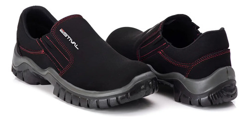 Sapato de segurança microfibra preto e vermelho W010021S2 CA 31090 Estival