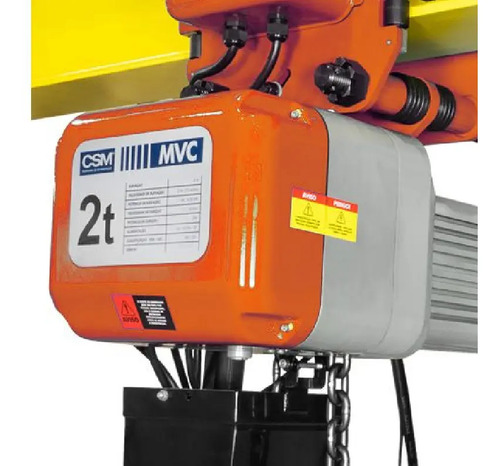 Talha elétrica de corrente mvc com trole 2 toneladas 6 metros 380v Csm 75001483