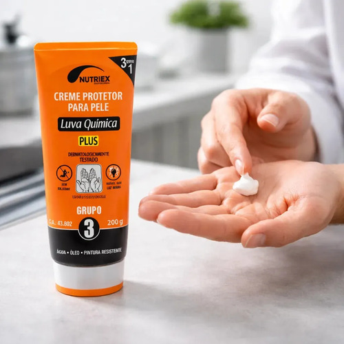 Creme proteção pele luva química 200 gramas GR3 profissional CA 43802 Nutriex