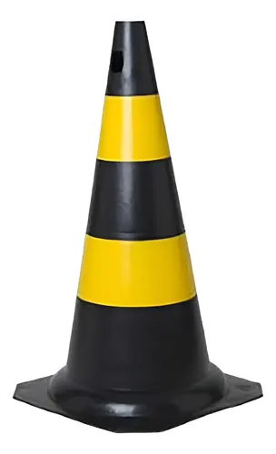 Cone rígido preto e amarelo 75cm Kteli