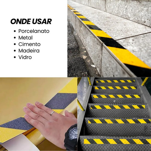 Fita antiderrapante 50mm 5 metros amarela/preta Plastcor 600.31403