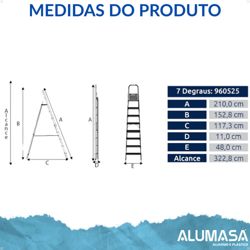 Escada residencial 7 degraus alumasa