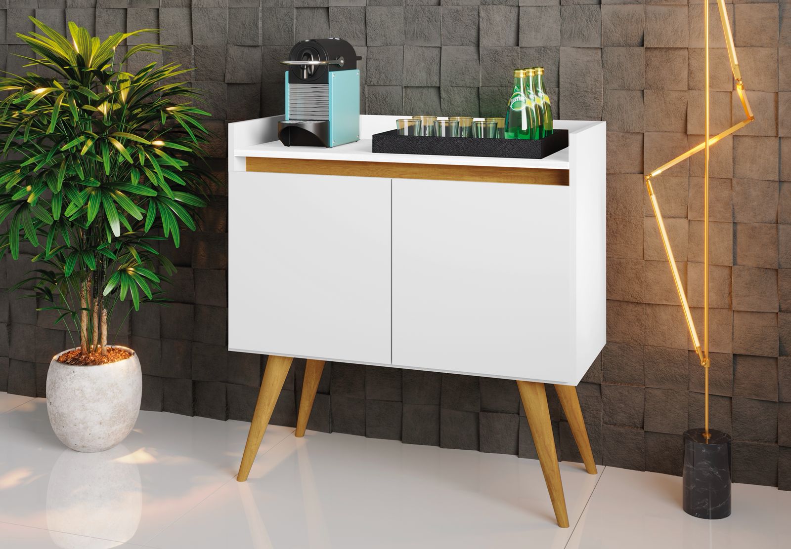 Aparador Gold 2 Portas Branco/Mel