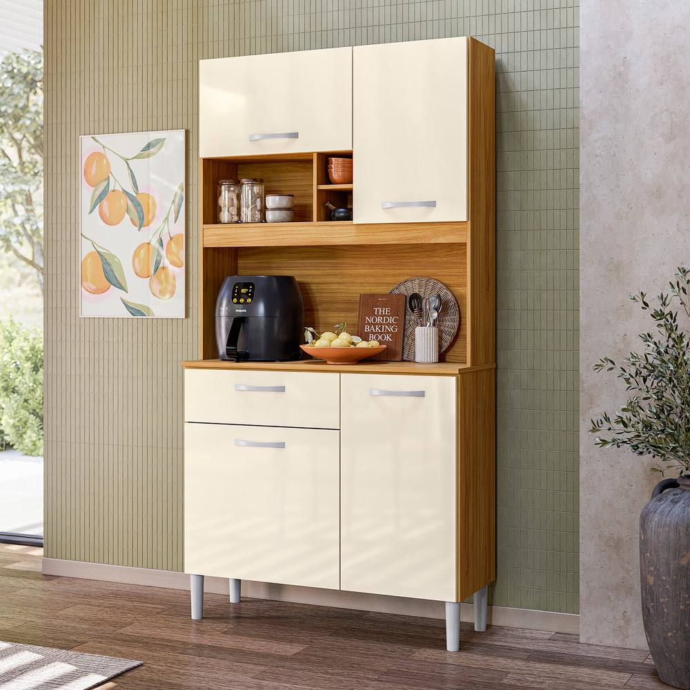 Kit Cozinha Malta Cinamomo/Off White