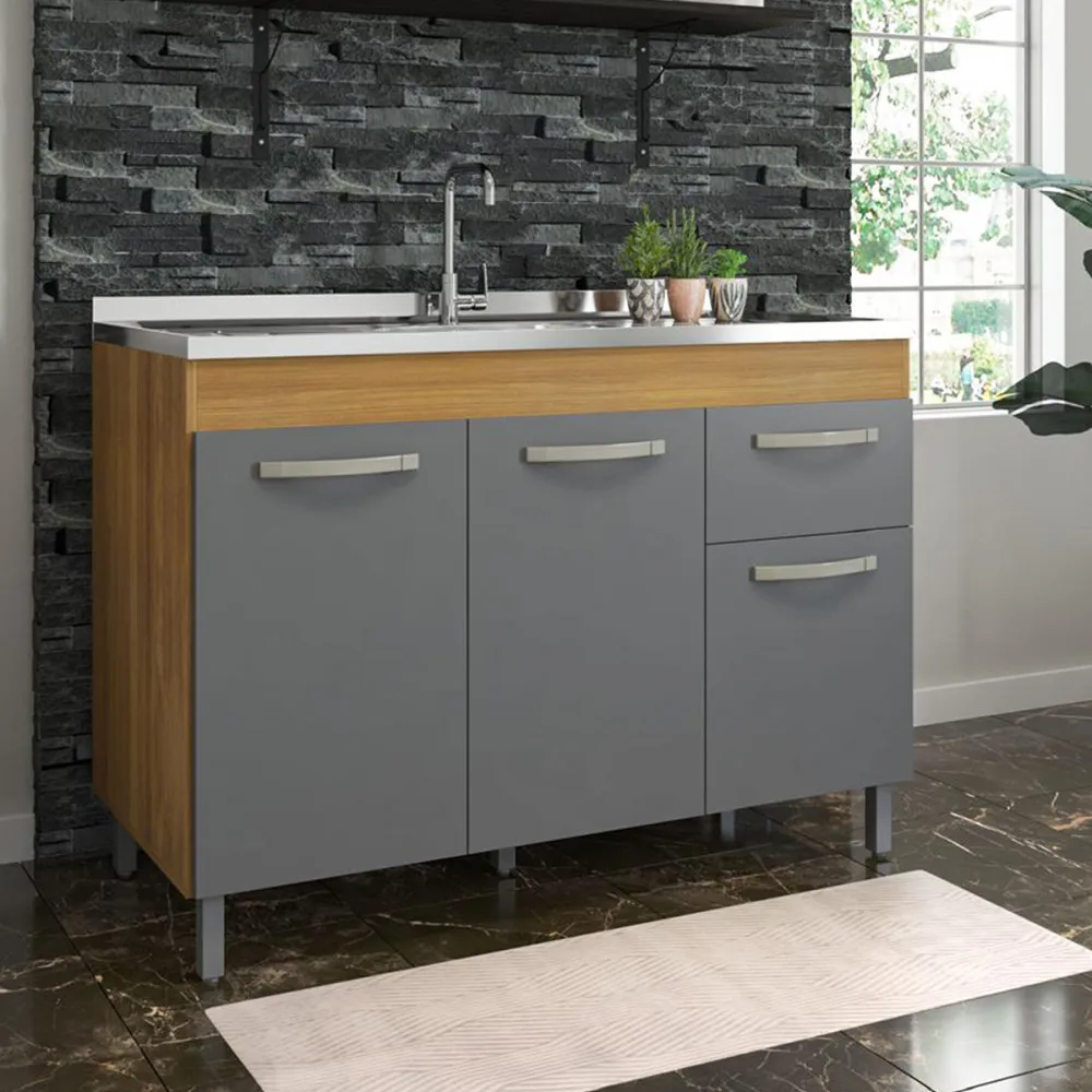 Balcão 1,20 p/Pia Fiorello Freijó/Grafite