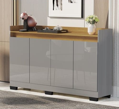 Buffet Real 4 Portas Cinza/Mel