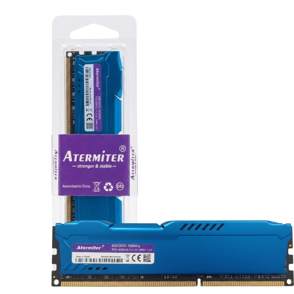 Memoria RAM Atermiter 8GB DDR3 1600MHz Dissipador Azul