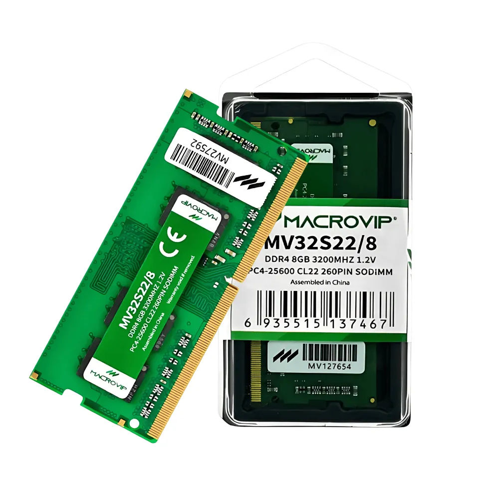 Memoria RAM Notebook Macrovip 8GB 3200MHz DDR4 SODIMM MV32S228 - Vista Principal - Resolucao recomendada 1000x1000