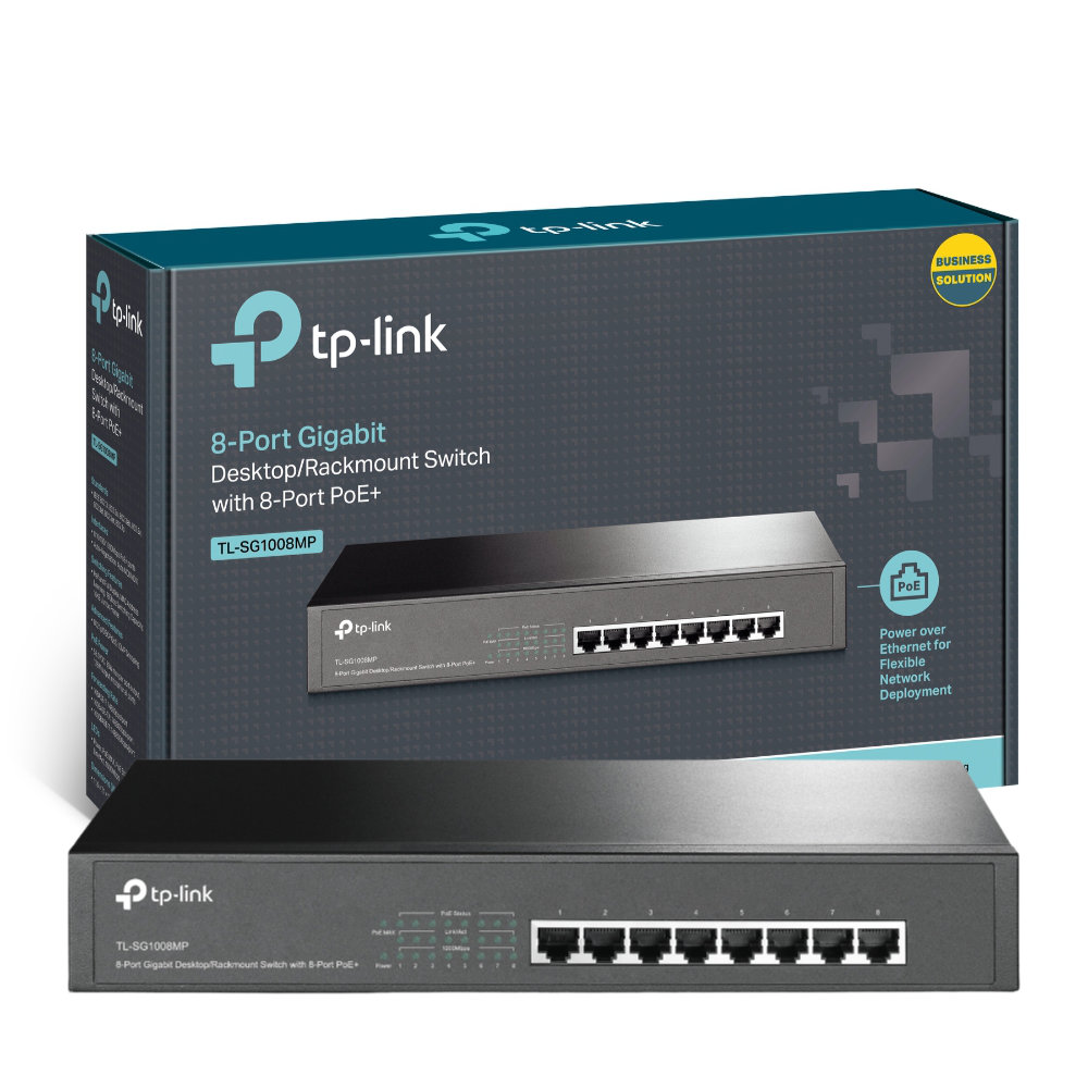 Switch TP-Link TL-SG1008MP 8 Portas Gigabit PoE+ Vista Frontal