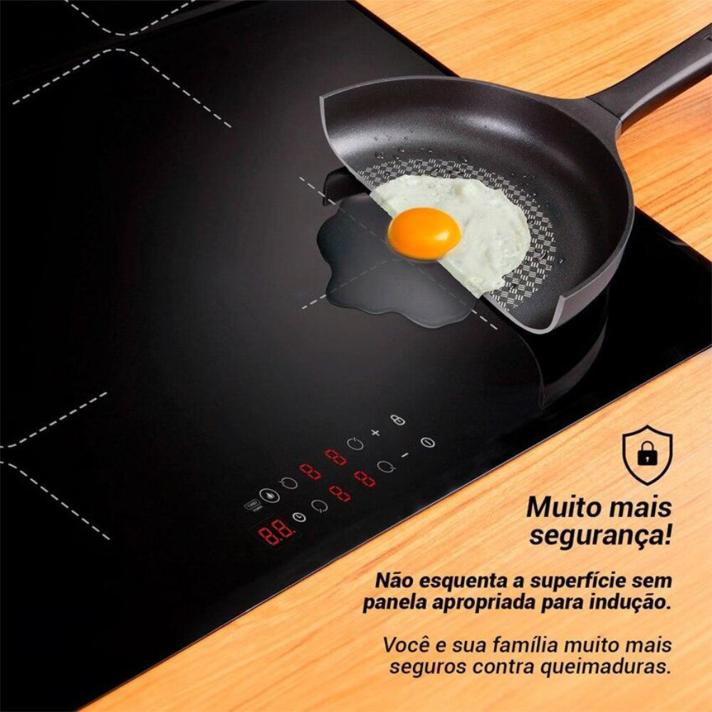 Detalhe do painel touch e zonas de cocção