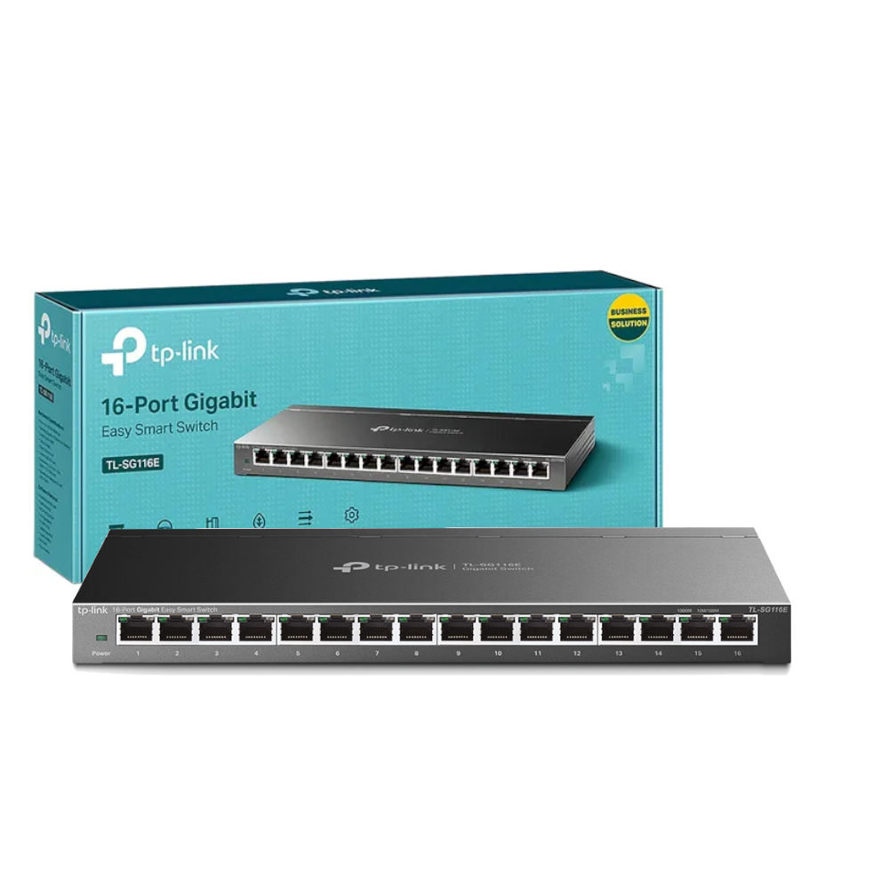 Switch TP-Link TL-SG116E 16 Portas Gigabit Easy Smart Vista Frontal