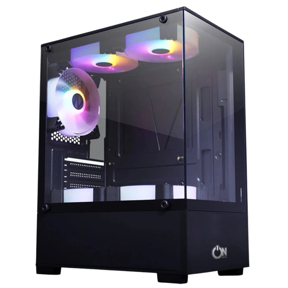 Gabinete Gamer ON Gaming ON-ARMD-X3L com lateral em vidro temperado e fans iluminados - Resolucao recomendada 1000x1000