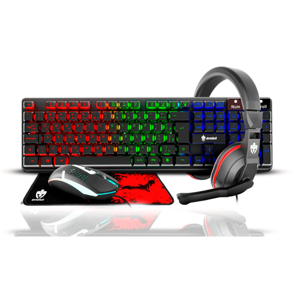 Combo Gamer Evolut EG54 Starter 4 em 1 - Visao Geral dos Perifericos - Resolucao recomendada 1000x1000