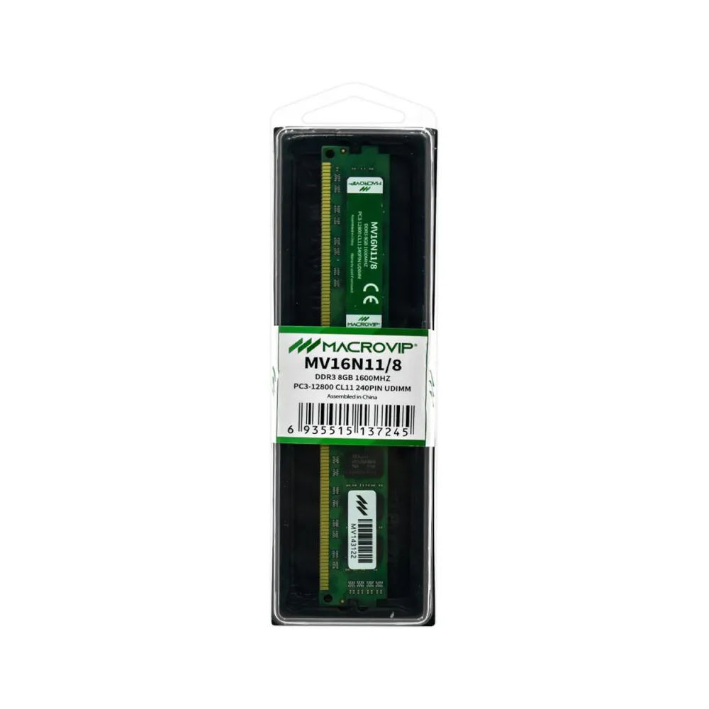 Close nos chips de memoria Macrovip demonstrando qualidade de construcao - Resolucao recomendada 1000x1000