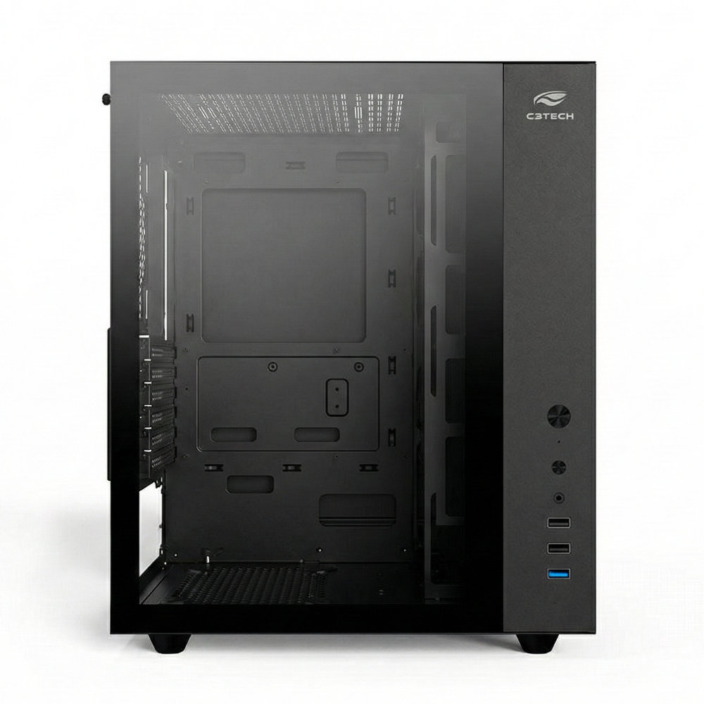 Gabinete Gamer C3Tech MT-G920BK Aquario com vidro temperado e fans RGB - Resolucao recomendada 1000x1000