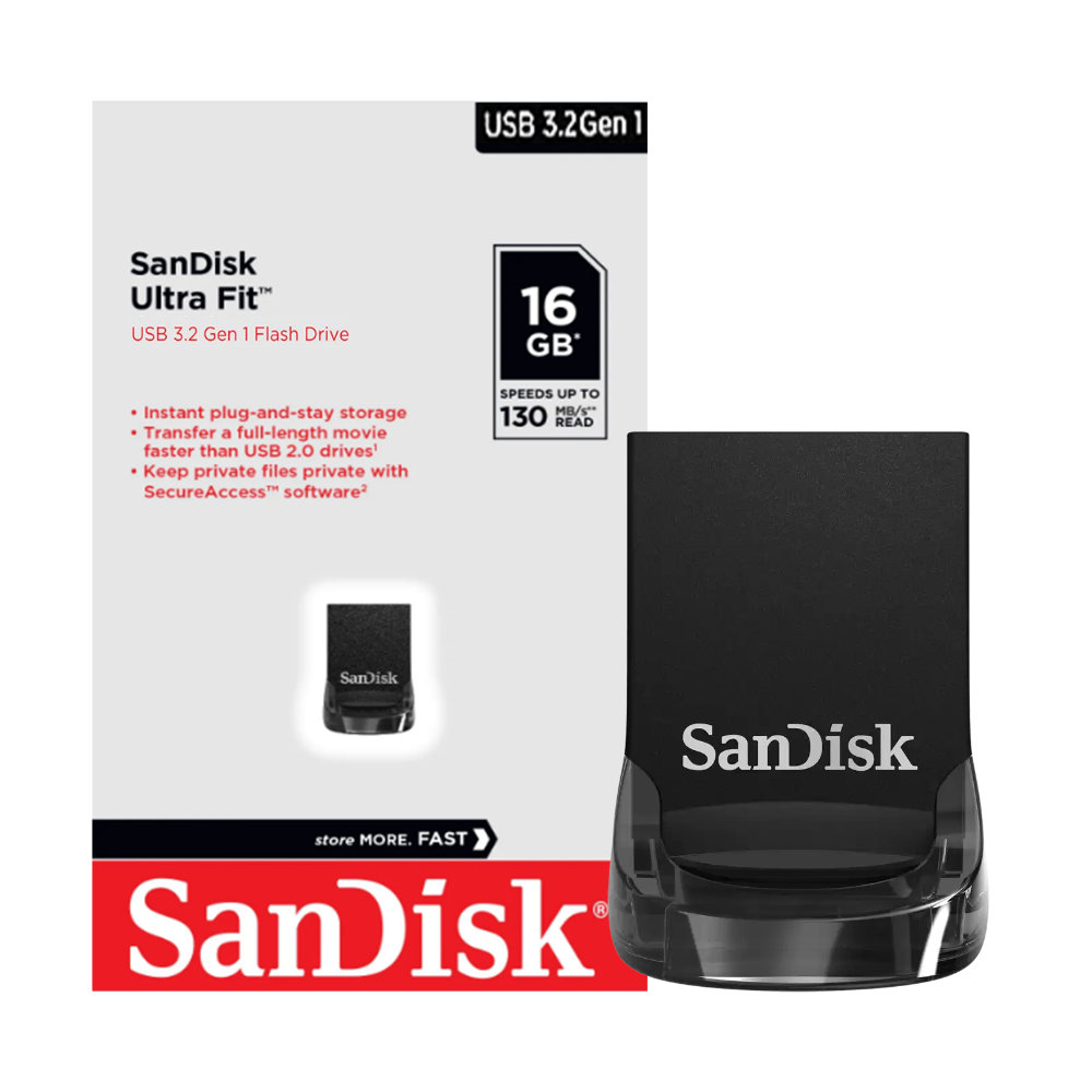 Pen Drive SanDisk Ultra Fit 16GB USB 3.2 Vista Frontal
