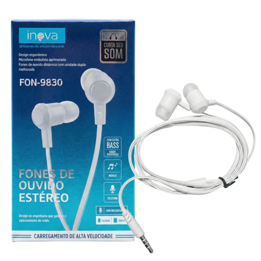 Vis�o Geral do Fone Inova Fon-9830 Branco