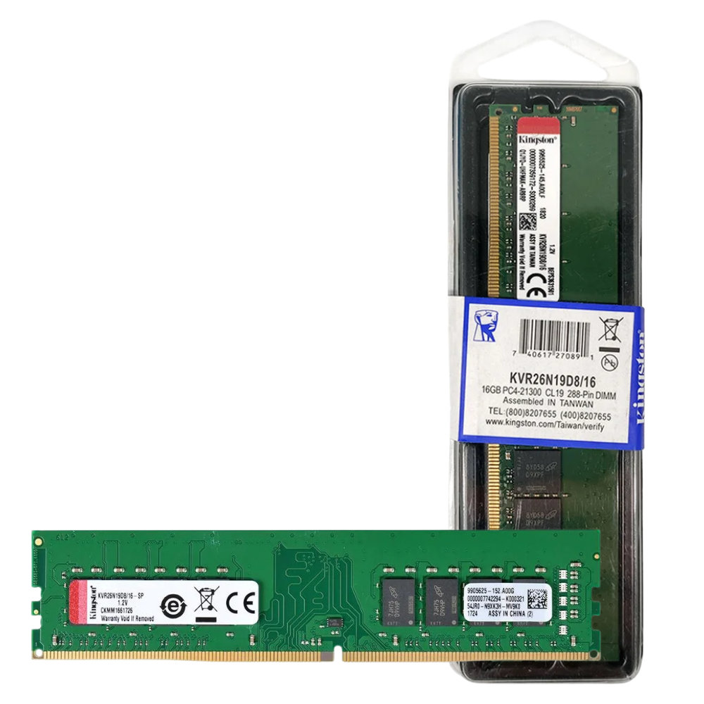 Memória Kingston DDR4 16GB Vista Frontal