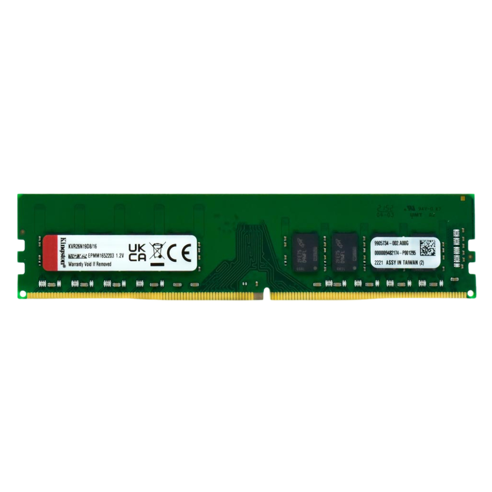 Memoria RAM Kingston 16GB DDR4 2666MHz KVR26N19D8/16 Vista Frontal
