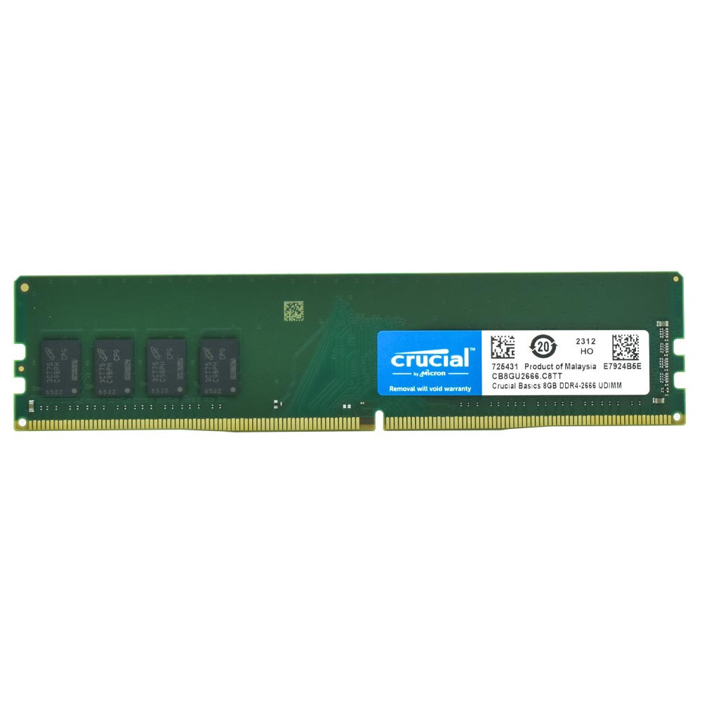 Memoria RAM Crucial Basics 8GB DDR4 2666MHz Vista Frontal